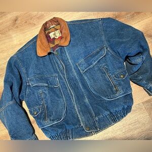 Levi’s Denim Westernwear Aztec Blanket Lined Leather Collar XL